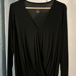 a new day Black Long Sleeve V-Neck Blouse